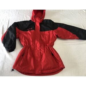 Columbia Sportswear Red Black Hooded Jacket Coat Womens Small
